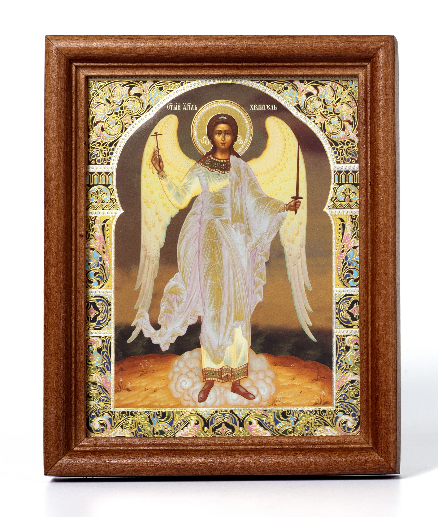 Икона в деревянной рамке №1 11х13 двойное тиснение Ангел-Хранитель